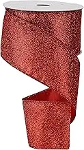 MAYREEL Red Ribbon Wired 2.5 Inch Glitter Wired Ribbon Red Christmas Decorations Red Ribbon for Gift Wrapping Wreath Supplies Christmas Ribbon Wired Tree Topper Bow Crafts - 10 Yards