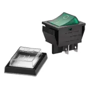 Green Light Indicator Rocker Switch 16A with Protective Waterproof Cove