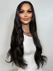 Black Sleek Blonde Highlights Wig, Softly Textured Eurasian Exotical Hair Wig