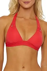 Isabella Rose Women's Belmore Beaded Halter Bikini Top, Adjustable, Tie Back, Swimwear Separates