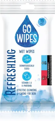 GoWipes Refreshing cleansing wet hand wipes 15 pieces