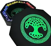 Luck Lab 8 Inch Dice Tray – Green - with Lid and Dice Staging Area for RPG Table Top Gaming- Tree of Life Design