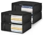 Bed Sheet Organizers and Storage Queen/King Size Sheet Folder 4 Pack Black