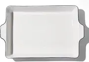Made In Cookware - Rectangular Baking Dish - Navy Rim - Hand Crafted Porcelain - Professional Bakeware - Made in France