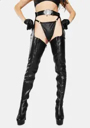 [Pleaser] Rowdy Roundup Chap Platform Boots