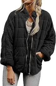 [Valtorixia] Women's Lightweight Down Coat Long Sleeve Full Zipper Oversized Packable Short Puffer Jackets with Pockets