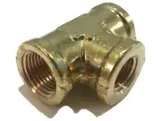 BRASS FORGED REDUCING TEE FITTING 3/8 X 3/8 X 1/4 FEMALE NPT FNPT AIR FUEL WOG