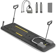 Pilates Reformer Board, Foldable Pilates Board with Timing Timing & Automatic Rebound, Ab Exercise Machine, Multi-Functional Pilates Reformer Machine for Home Workouts, Abdominal Board Gray