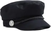 [AWOCAN] Womens Newsboy Cap Wool Blend Navy Bakerboy Cabbie Cap Fashion Ladies Girls Beret Hat, Navy, One Size
