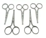 5-Pcs 3.5" Curved Mustache Nose Ear Beard Hair Scissors Trimmer Safety Tips