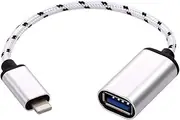 OTG Plug to Usb2.0 Adapter Data Transmission Line Suitable for Os16 Below Silver
