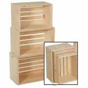 Organizer Wooden Boxes Assorted Sizes Nested Merchandise (Set Of 3 Crates