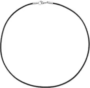 [Auroris] Genuine leather cord necklace black 2mm with stainless steel lobster clasp