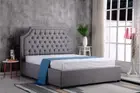 New Diamonds Buttons Design Flannelette Fabric Bed Frame In Grey Color Queen/K