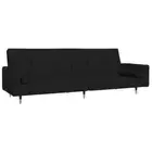 2-Seater Sofa Bed with Two Pillows Settee Couch Living Room Black Velvet vidaXL