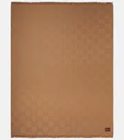 [Gucci] Gucci GG Canvas wool and silk blanket One Size brown