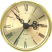 Mini Quartz Clock Insert 2.8 Inch round Gold Dial Roman Numerals for 2.4 Inch Ho