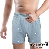 在飛比找PChome24h購物優惠-PLAYBOY 男內褲 時尚兔頭大LOGO印花四角褲(單件-