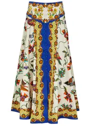Alemais Effie Printed Stretch-cotton Midi Skirt - Multicoloured - 14 (UK 14 / L) 14 (UK 14 / L)