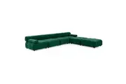 Foret 6 Seater Arm Sofa Modular Ottoman Velvet Tufted Lounge Couch Chaise Green