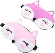 CANIGHT 2pcs Cute Fox Sleep Mask for Cartoon Animal Eye Covers for Comfortable and Soft Blindfolds for Travel Night Sleeping and Nap