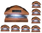 8 Pcs Copper Solar Garden Outdoor Cap Post Light 6X6 Plastic with 5 LED Bulbs
