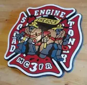 Fire Department Montgomery County Engine 3 routed patch plaque sign carved