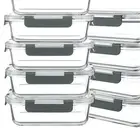 10-Pack 30 oz Borosilicate Glass Meal Prep Containers with Airtight Snap Lids