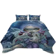 Fantasy Art Gorgeous Fairy and Wintry Dragonling Coverlet