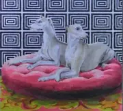 Needlepoint Handpainted Colors of Praise Whippets 15x12