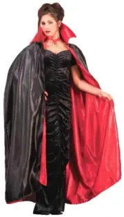 Vampire Black & Red Reversible 56" Satin Cape, Goth Cosplay Dracula NEW SEALED