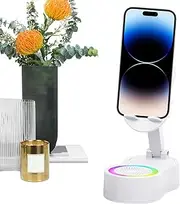 Desk Phone Stand,Desk Cell Phone Stand - Adjustable Portable RGB Mount with Microphone Speaker for Counter Vanity Nightstand Travel Car Airplane Bedroom