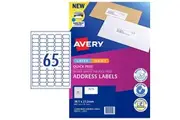 Avery 959419 L7651 Quick Peel Address Label With Sure Feed Laser 65Up White Pack 10