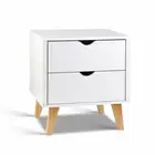 New 2 Drawer Wooden Bedside Tables - White
