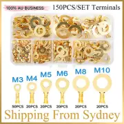 150x/set Insulated Crimp Ring Terminals Spade Electrical w/Box Wire Connectors