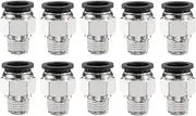 uxcell 10pcs Push to Connect Fittings 1/2" Tube OD x 1/4" NPT Thread Male Straight Union Fittings Copper Quick Connect Pneumatic Fitting for Semi Truck Trailers Air Brake System, Black