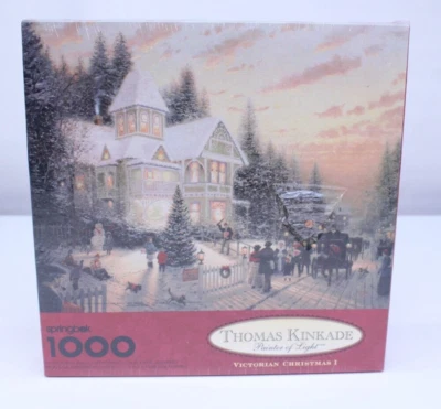 NEW VTG 1995 Thomas Kinkade Victorian Christmas I Puzzle 1000 Painting of Light