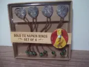 Bolo Tie Napkin Rings Big Sky Carvers Tree of Life Heart Western cowbo Ken White