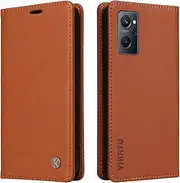 [YBFJCE] Case for Oppo Realme 9i/A36/A76/A96/K10 PU Leather Wallet Cover, Flip Folio Magnetic Phone Case, Yellow Brown