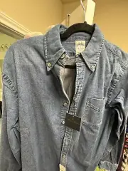 Brooks Brother Blue Japanese Denim Cotton Button Up Shirt Size Small