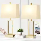 Touch Control Table Lamps Set of 2, Modern Gold Bedside Large,