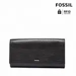 FOSSIL LOGAN 三折真皮拉鍊RFID長夾-黑色 SL7833001