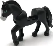 Lego New Black Horse w/ 2 x 2 Cutout Movable Neck Molded Tail Mane Part