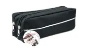 Large Size Double Zip Fabric Pencil Case - Ideal for School/College/Uni,Make Up