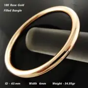 Bangle Real 18KT Rose Gold Filled Solid 6mm Bracelet Ladies Medium Sz 65mm
