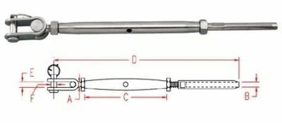 316 STAINLESS STEEL TOGGLE & SWAGE TURNBUCKLE 3/8"-1/4" (S0782-1007)