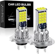 2Pcs H7 Fog Light Bulb, Super Bright 12-24V 6000K Cool White Fog Light Bulb 1:1 Mini Size Light Bulbs No Adapter Required Plug-and-Play