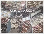 3" SHINY SEQUIN SPARKLE GLITZ BLING METALLIC RIBBON 4 CHEER HAIRBOW SILVER 5YD