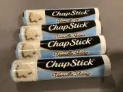 ~ 4 Tubes Sealed New Chapstick Vanilla Icing Lip Balm .15 Oz ~