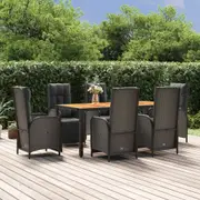 Outdoor Lounge Set Dining Table and Chairs Furniture Black Poly Rattan vidaXL